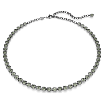 swarovski imber tennis necklace round cut gray ruthenium plated