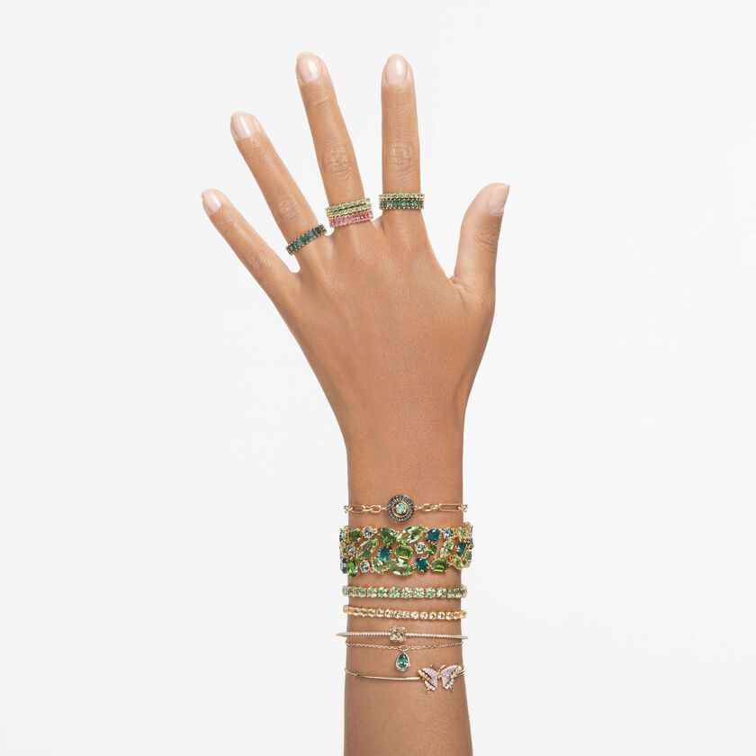 swarovski matrix tennis bracelet  round cut  yellow  gold tone plated