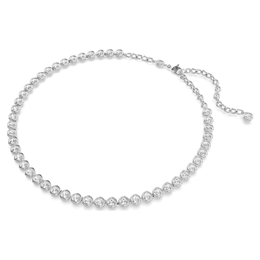 swarovski imber tennis necklace  round cut  white  rhodium plated