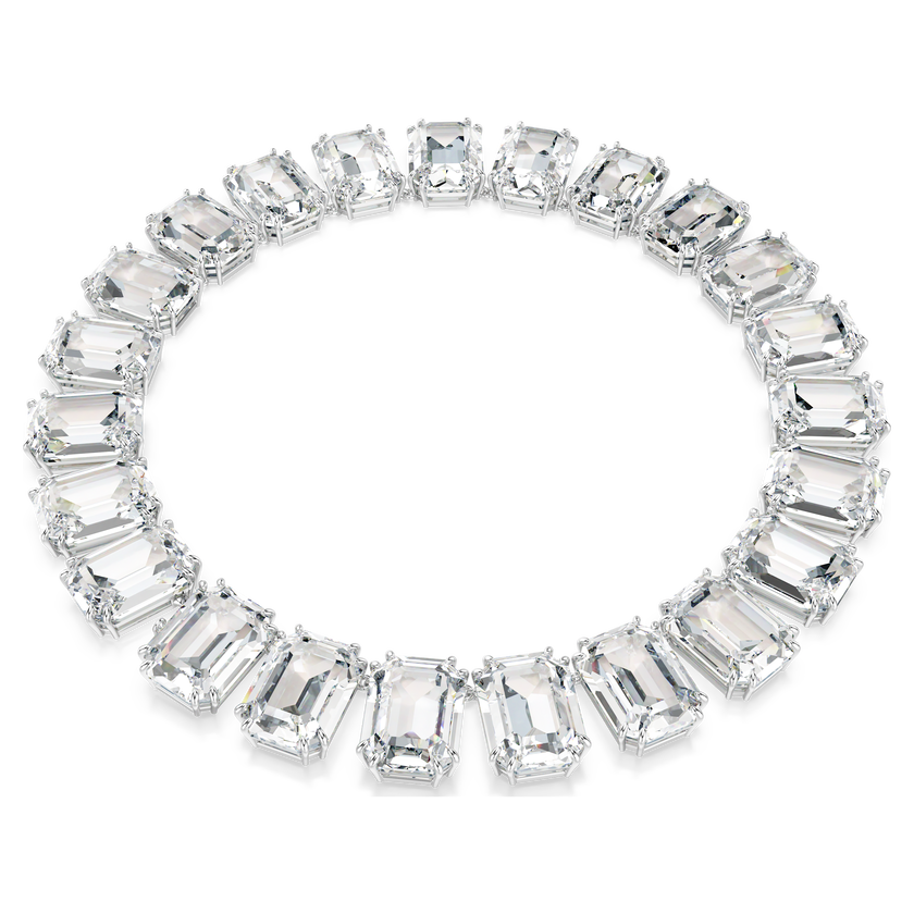 swarovski millenia tennis necklace  octagon cut  white  rhodium plated