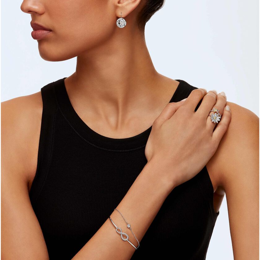 swarovski eternal flower ring set  yellow  mixed metal finish