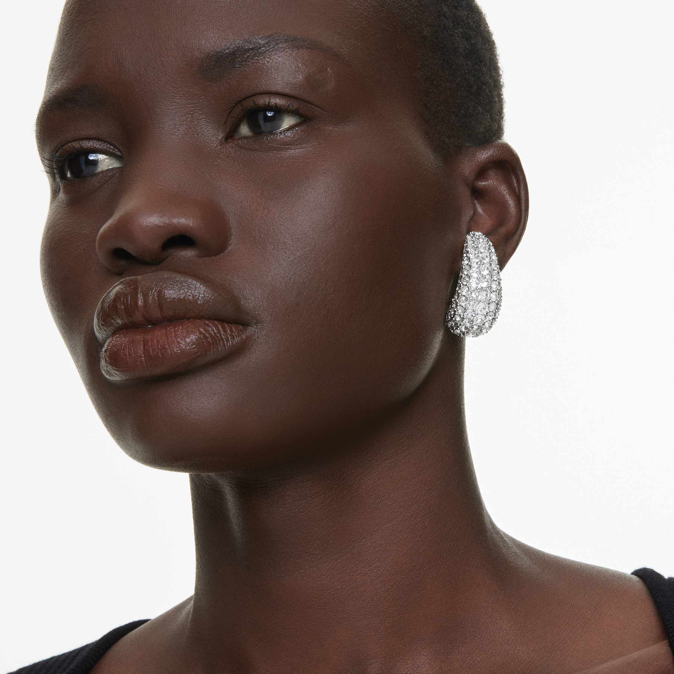 swarovski sublima drop earrings  white  rhodium plated