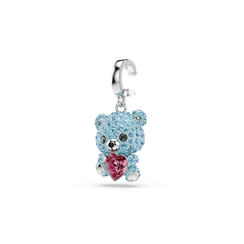 swarovski idyllia charm  mixed cuts  teddy  blue  rhodium plated