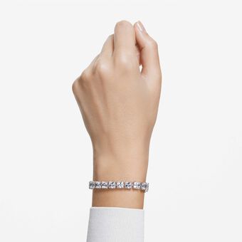 swarovski matrix tennis bracelet  square cut  small  white  rhodium plated
