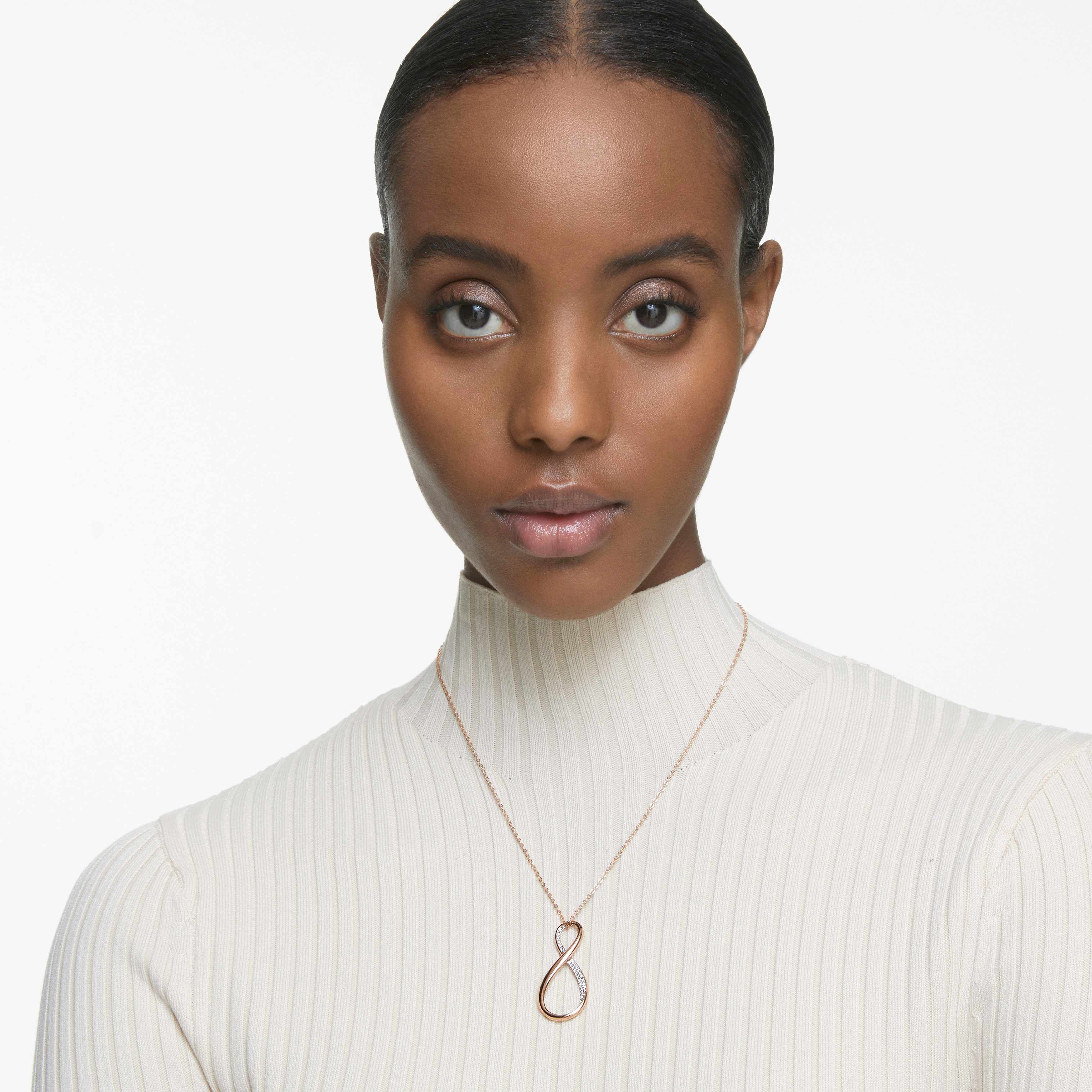 swarovski exist pendant  infinity  white  rose gold tone plated