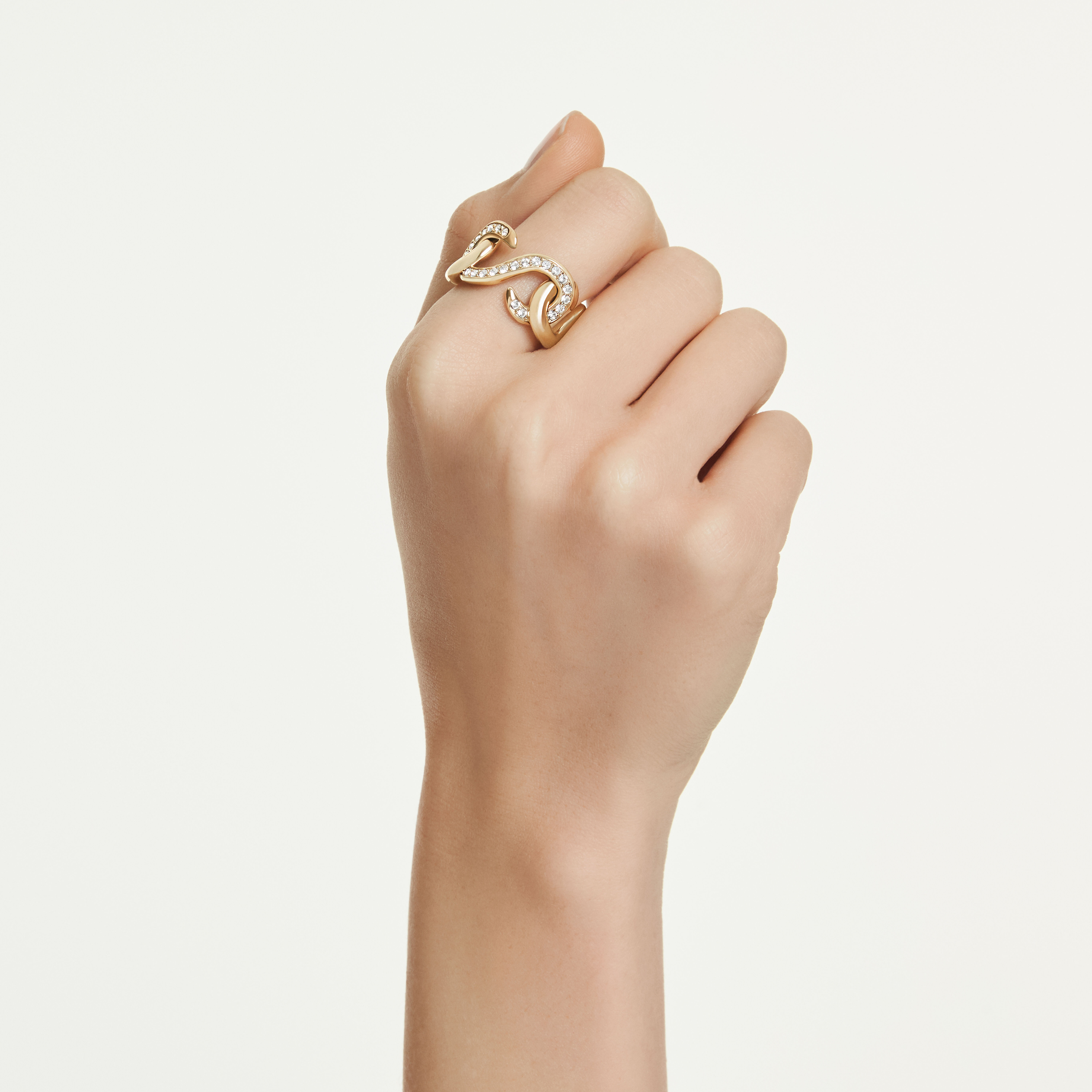 swarovski dextera open ring  round cut  white  gold tone plated