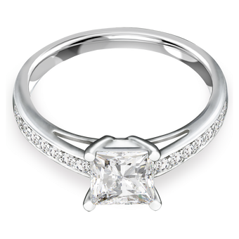 swarovski attract ring pav white rhodium plated