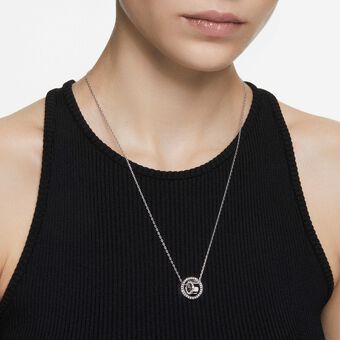 swarovski hollow pendant  white  rhodium plated