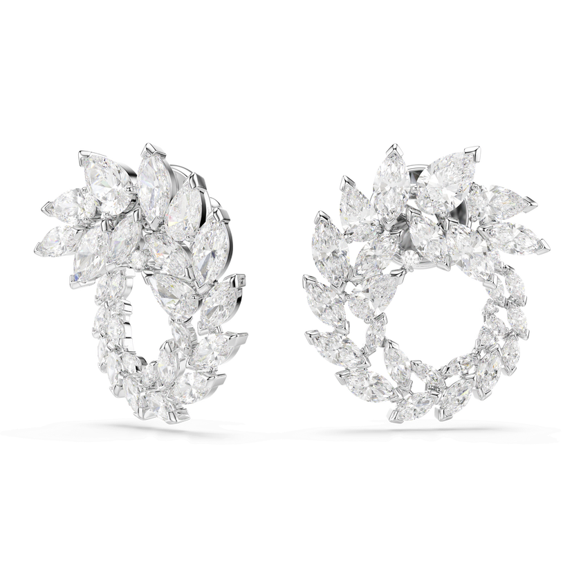 swarovski mesmera hoop earrings  marquise cut  white  rhodium plated
