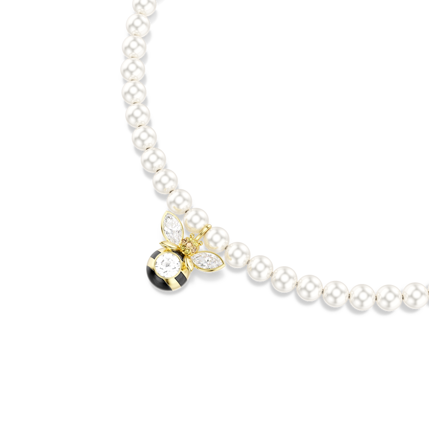 swarovski idyllia choker  crystal pearl  mixed cuts  bee  white  gold tone plated