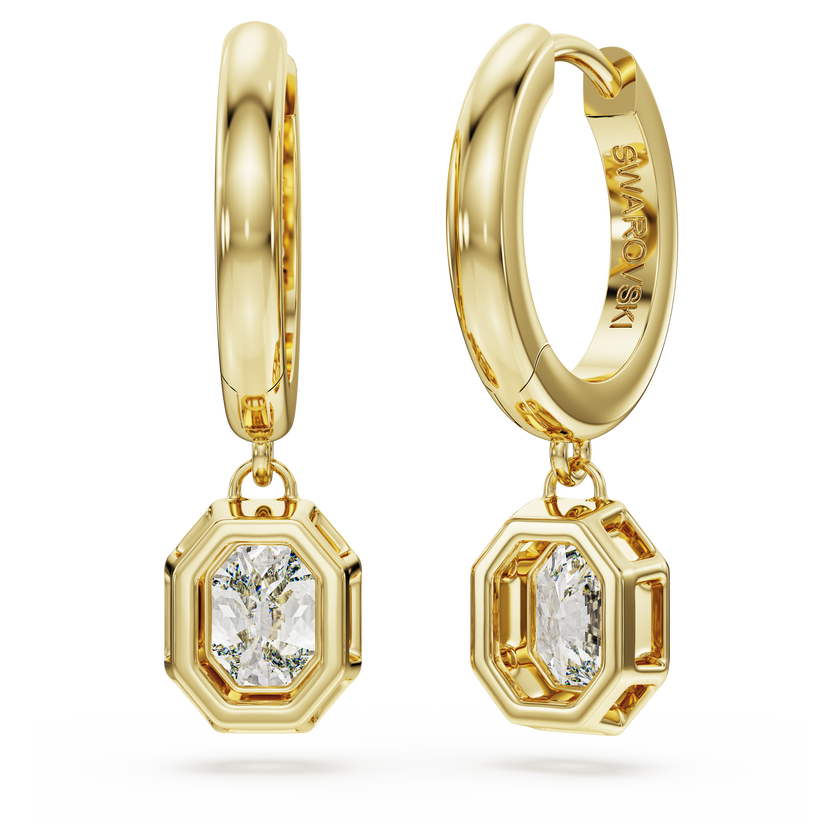 swarovski octagon drop earrings  lab grown diamonds 1 0 ct tw  octagon shape  18k yellow gold