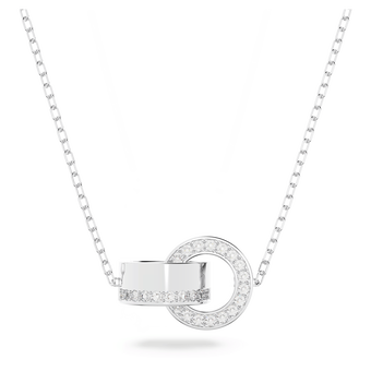 swarovski hollow pendant interlocking loop white rhodium plated