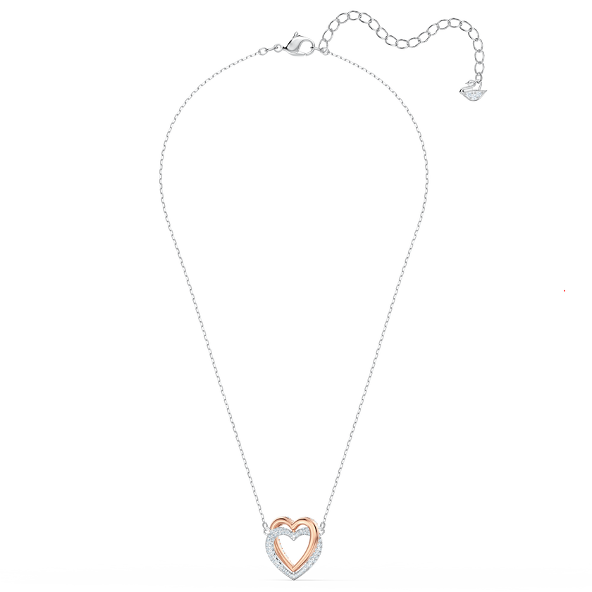 swarovski infinity heart necklace  white  mixed metal finish