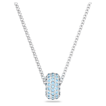 swarovski stone pendant  blue  rhodium plated