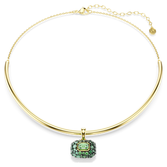 swarovski sublima choker  octagon cut  green  18k gold finish