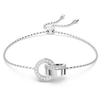 swarovski hollow bracelet  interlocking loop  white  rhodium plated