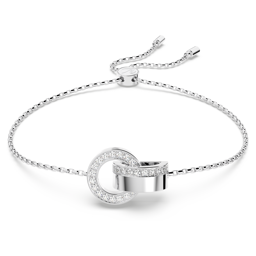 swarovski hollow bracelet  interlocking loop  white  rhodium plated