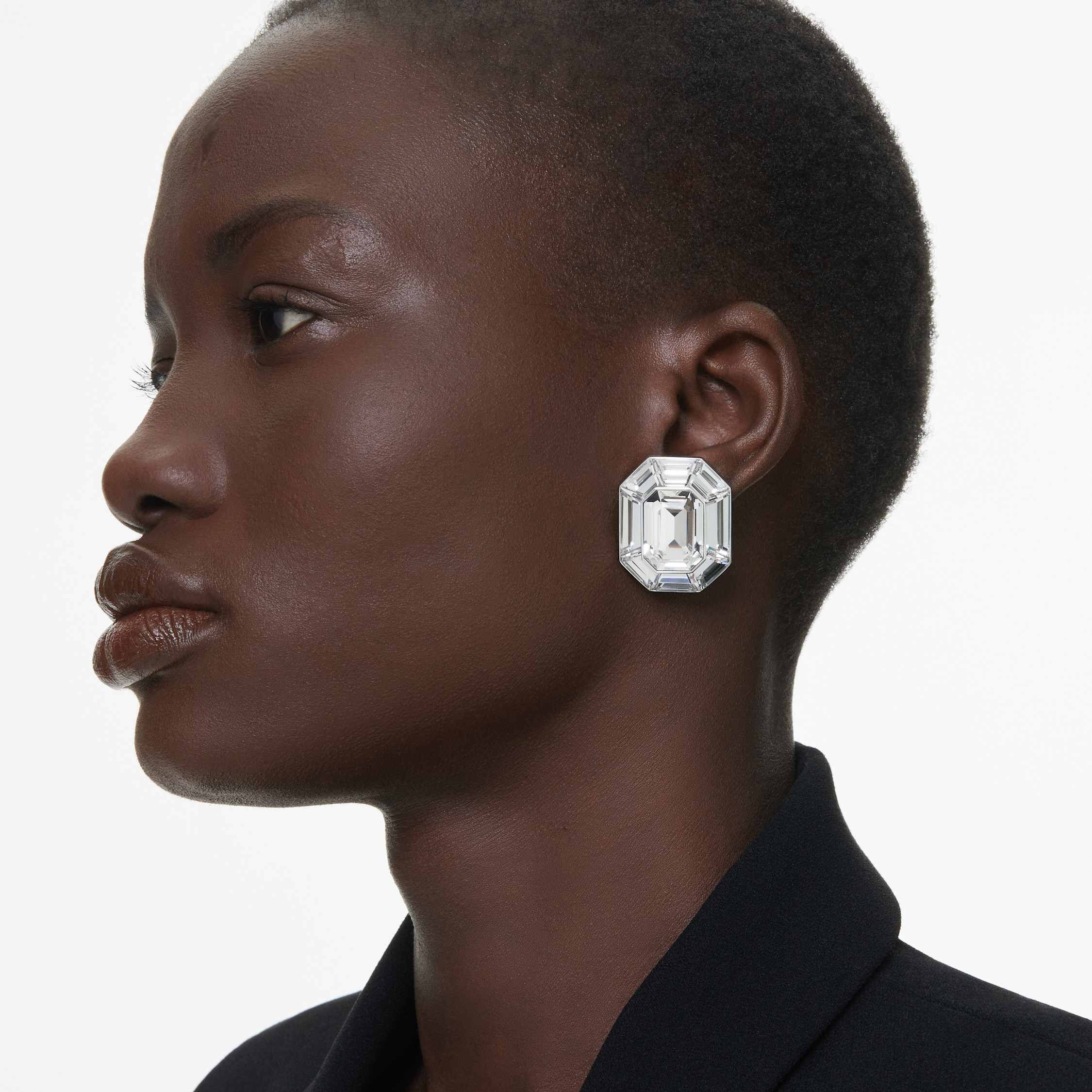 Buy Swarovski Lucent clip earrings Octagon cut White