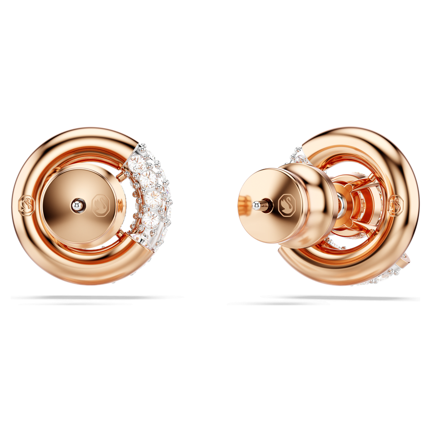 swarovski dextera stud earrings  round cut  white  rose gold tone plated