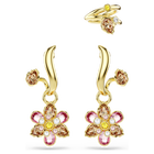 swarovski idyllia earrings set 3 mixed cuts flower multicolored gold tone plated