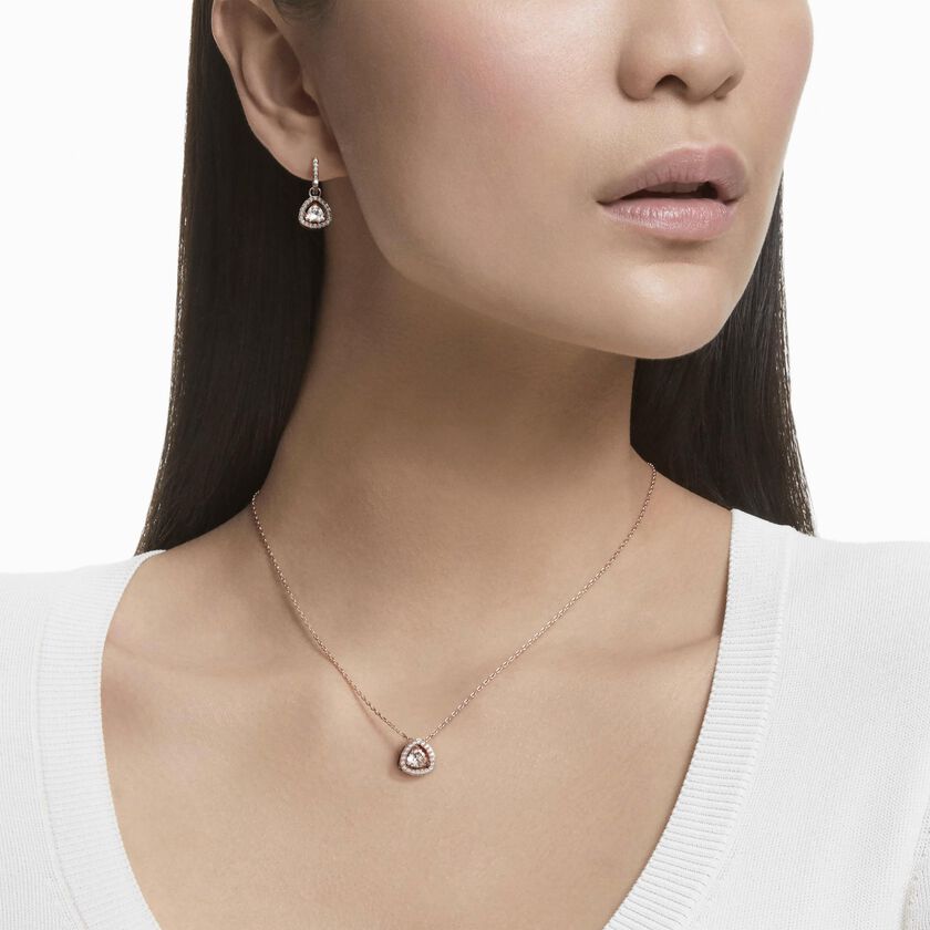 swarovski una angelic set  set  2   triangle cut  pink  18k rose gold finish