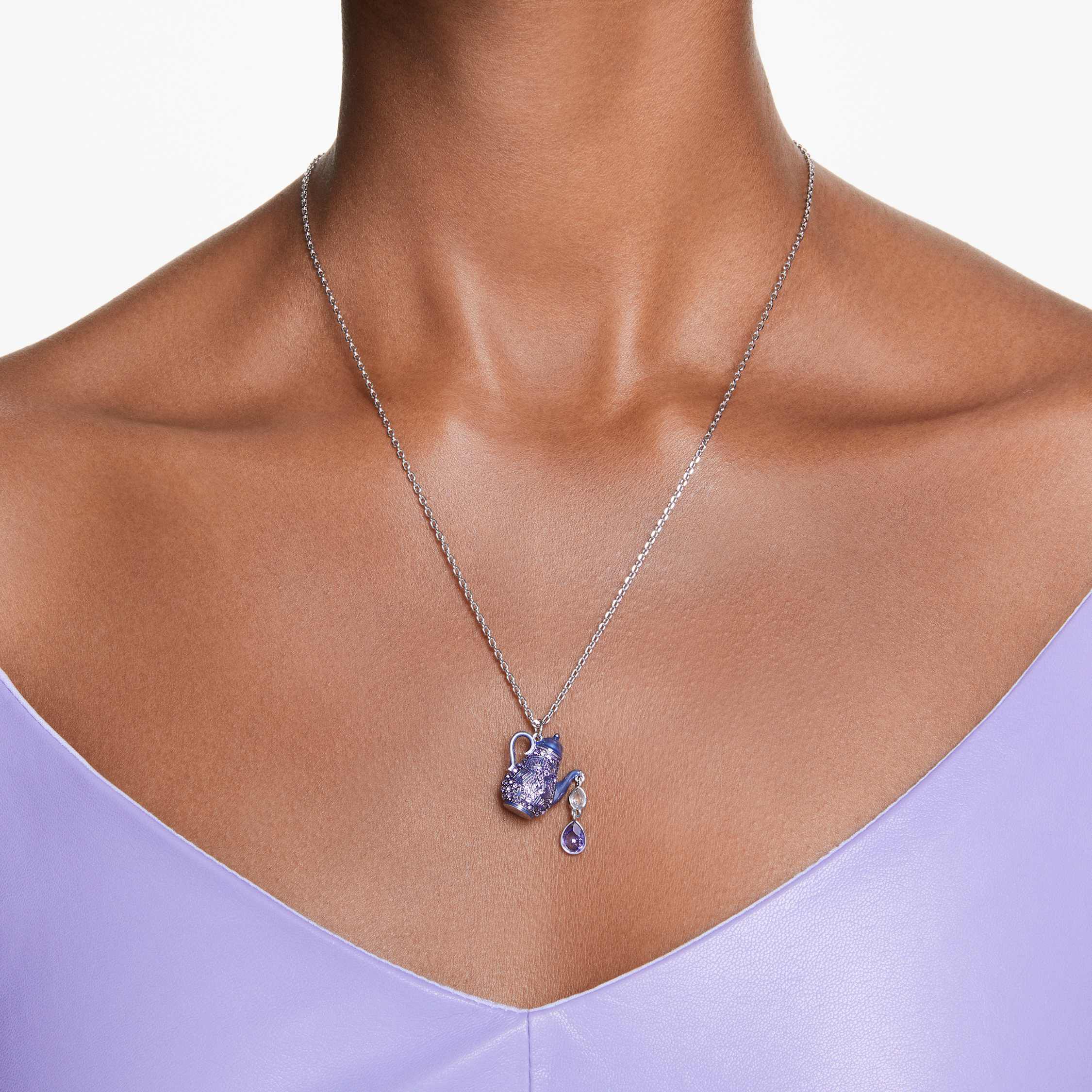 Buy Swarovski Alice in Wonderland pendant Teapot Purple Rhodium plated