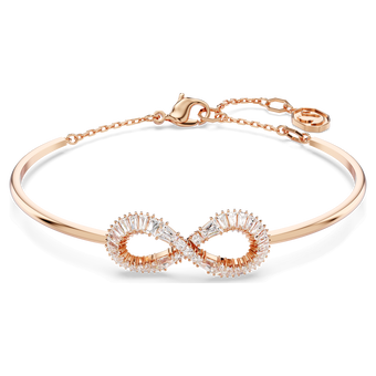 swarovski hyperbola bangle infinity white rose gold tone plated