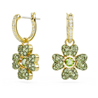swarovski idyllia drop earrings clover green gold tone plated