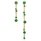 swarovski constella drop earrings asymmetrical design round cut green gold tone plated