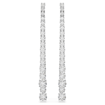 swarovski matrix drop earrings  gradient of round cuts  white  rhodium plated