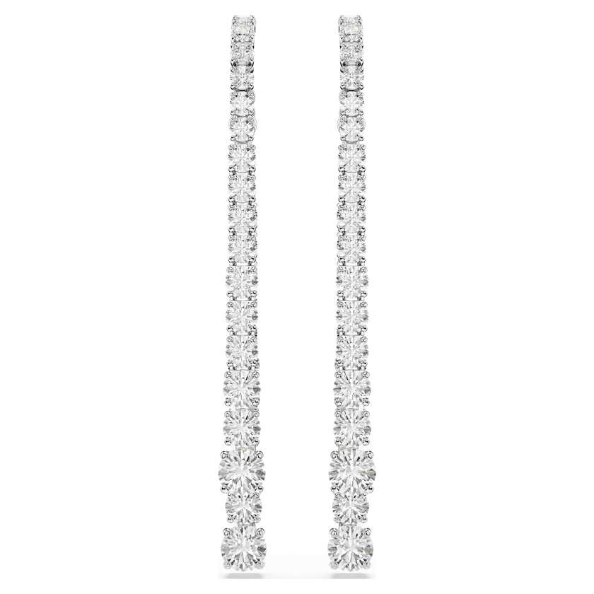 swarovski matrix drop earrings  gradient of round cuts  white  rhodium plated
