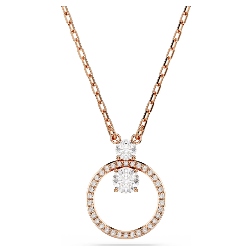 swarovski constella pendant  pav   round cut  white  rose gold tone plated