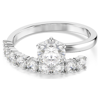swarovski matrix open ring  round cut  white  rhodium plated