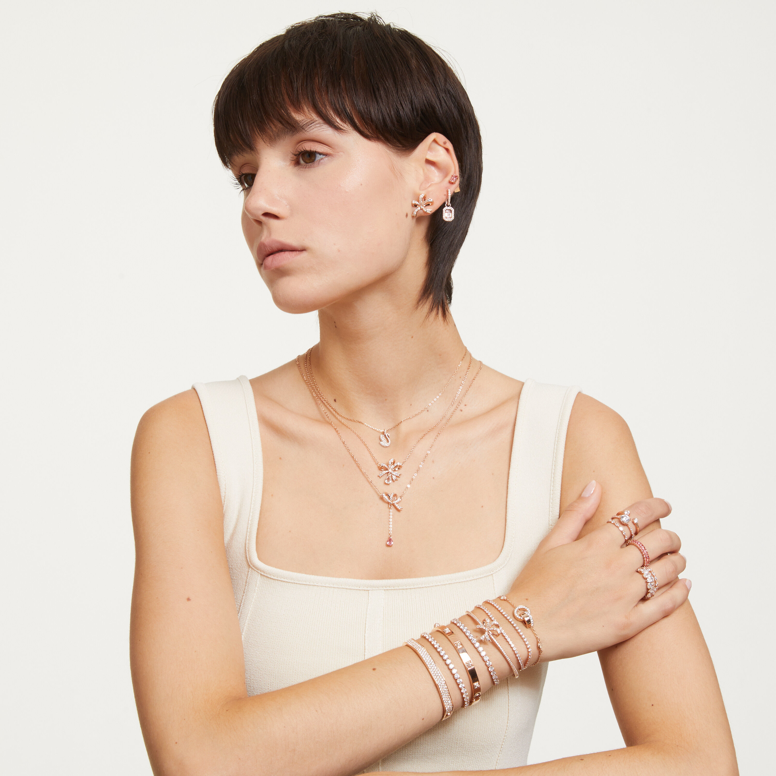 Swarovski tennis bracelet rose sales gold