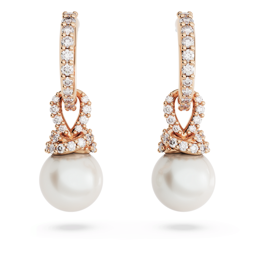 swarovski originally drop earrings  white  rose gold tone plated