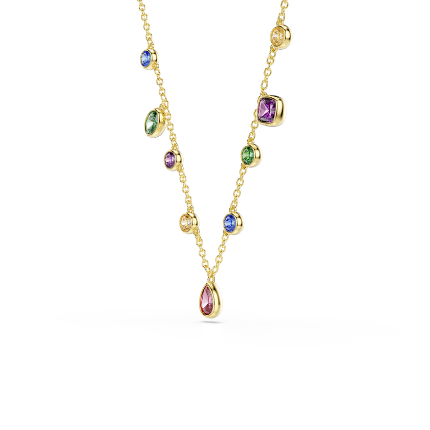 swarovski imber necklace  mixed cuts  multicolored  18k gold finish