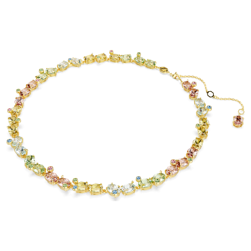 swarovski gema tennis necklace  mixed cuts  multicolored  gold tone plated