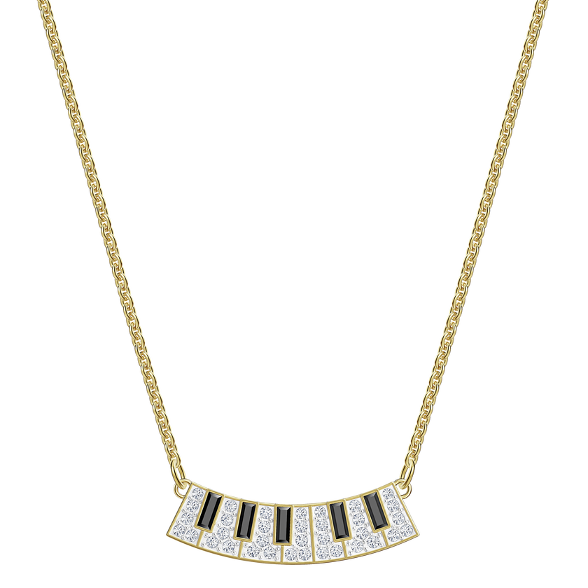 Pleasant Piano Necklace, Multi-colored, Gold-tone plated