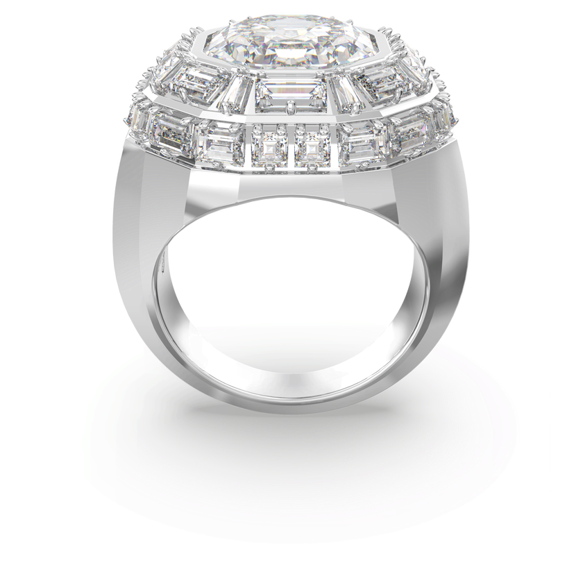 swarovski mesmera cocktail ring  octagon cut  white  rhodium plated
