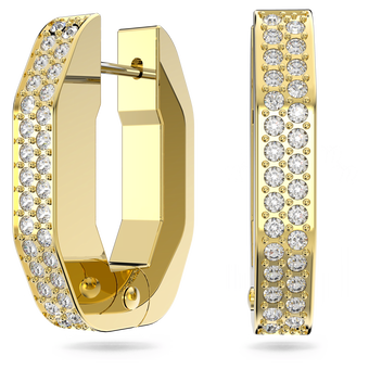 swarovski dextera hoop earrings octagon shape small white gold tone plated