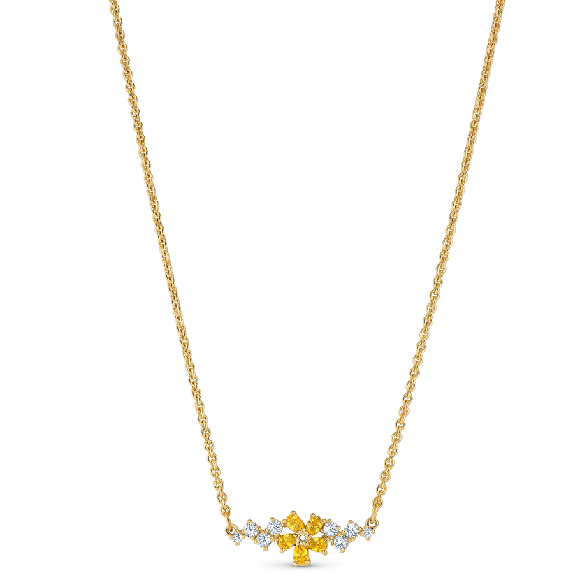 Botanical Necklace, Yellow, Gold-tone plated