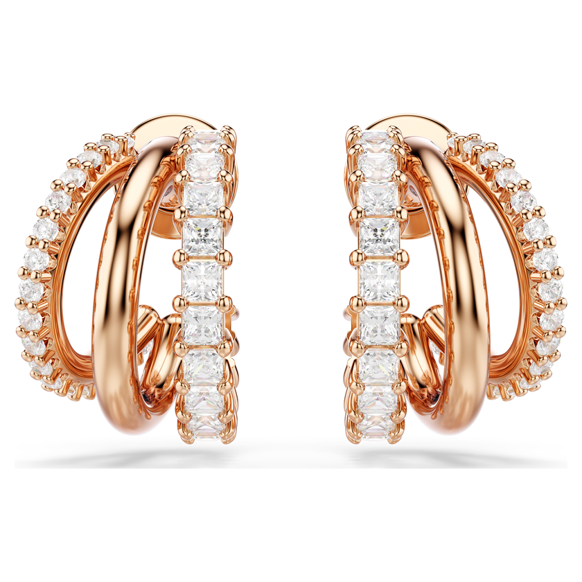 swarovski hyperbola hoop earrings  mixed cuts  mini  white  rose gold tone plated