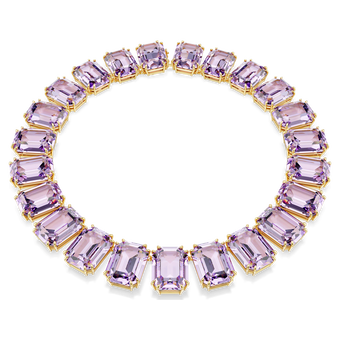 swarovski millenia tennis necklace octagon cut purple gold tone plated