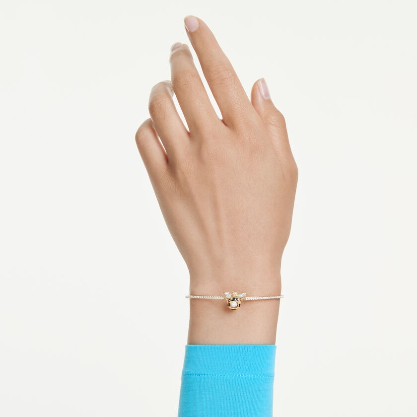 swarovski idyllia bracelet  mixed cuts  bee  multicolored  gold tone plated