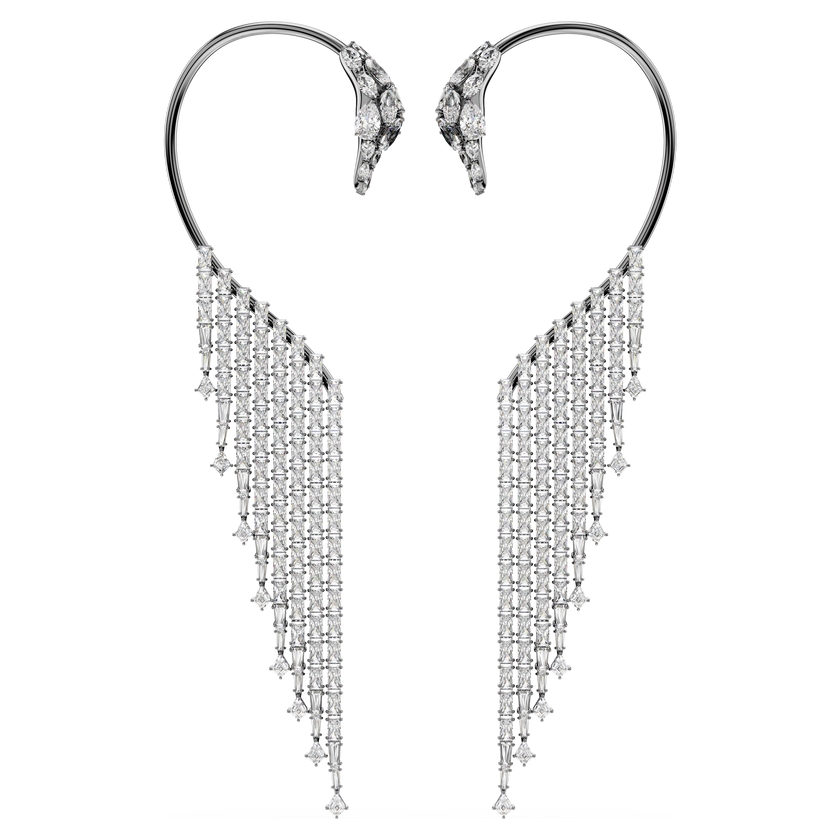 swarovski the vienna collection ear cuffs  swan  white  ruthenium plated