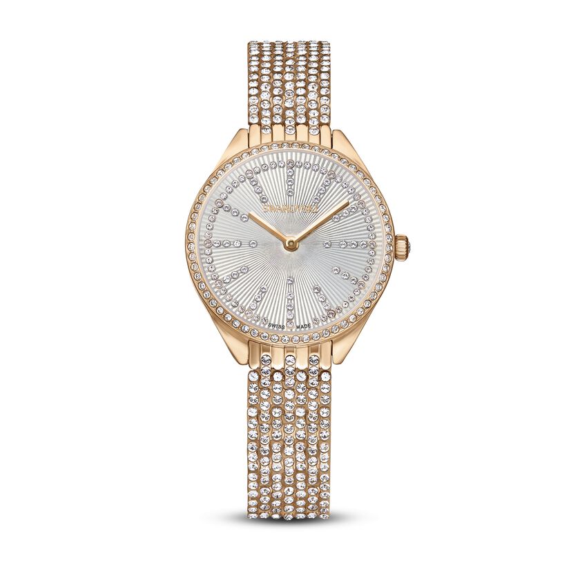 Buy Swarovski Attract watch, Swiss Made, Metal bracelet, White, Rose ...