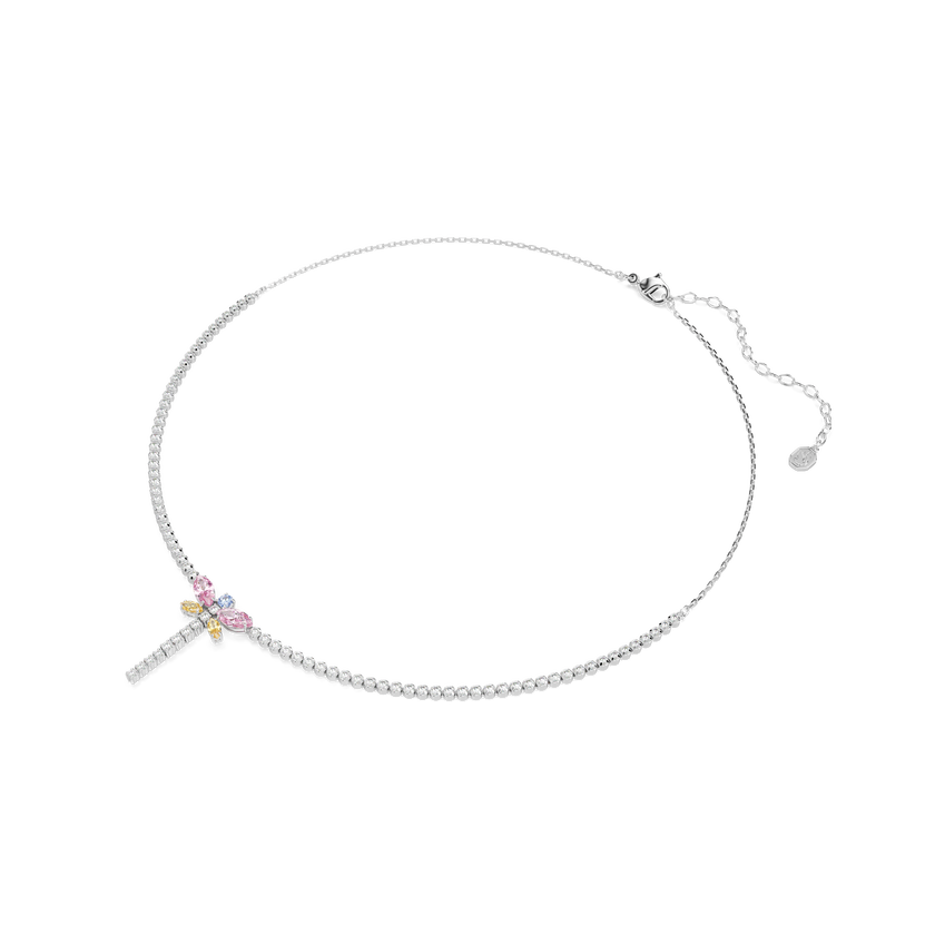ariana grande x swarovski tennis y necklace  mixed cuts  dragonfly  multicolored  rhodium plated
