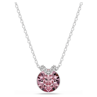 swarovski bella v pendant  round cut  pink  rhodium plated