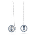swarovski hollow drop earrings long blue rhodium plated