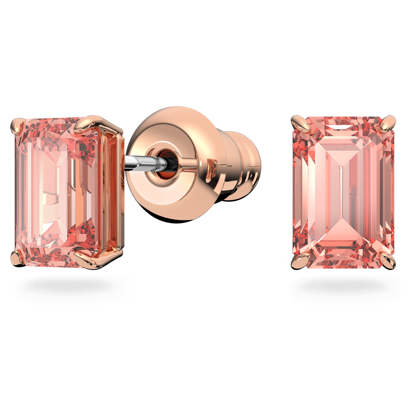 swarovski una set  octagon cut  pink  rose gold tone plated